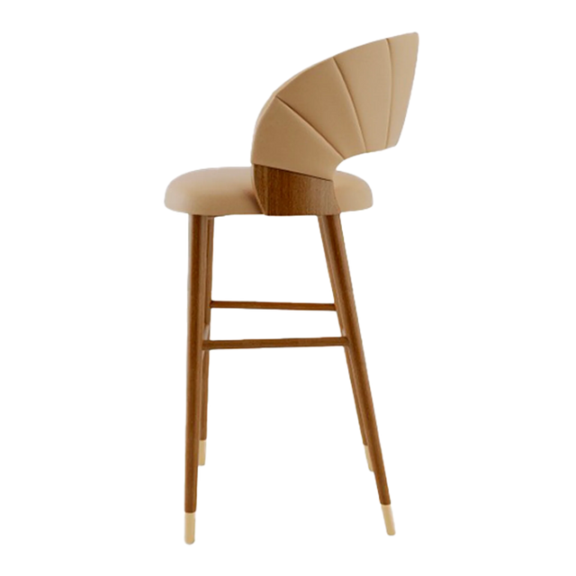 Conch Gold Tip Wood Bar Stool