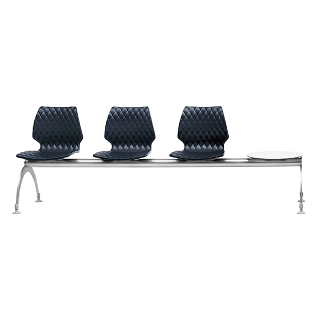 Quilted Three Seater Bench With Shelf