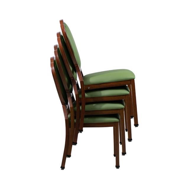 Cream Aluminum Wood Look Banquet Stack Chair