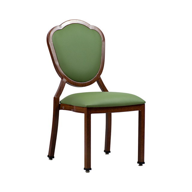 Cream Aluminum Wood Look Banquet Stack Chair