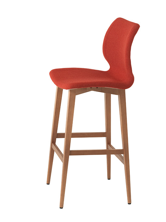 Quilted Upholstered Wood Bar Stool