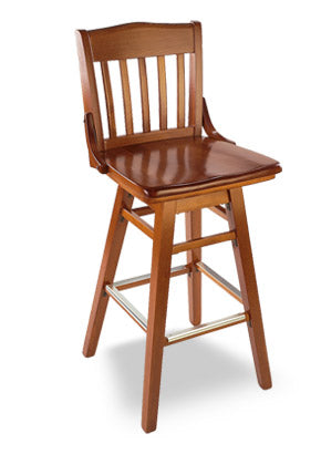 Schoolhouse Wood Swivel Bar Stool