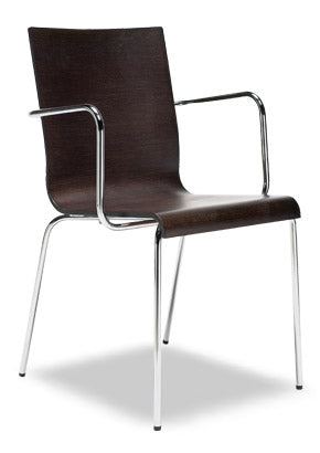 Kuadra 1331 Modern Wood Arm Chair Round Legs