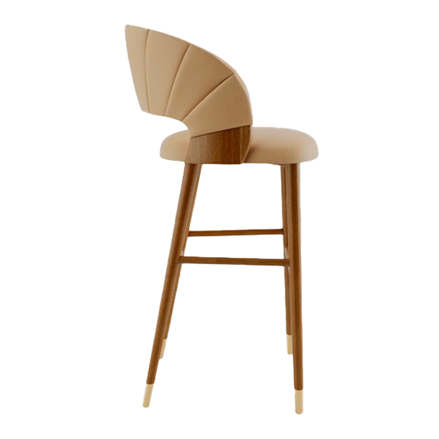 Conch Gold Tip Wood Bar Stool